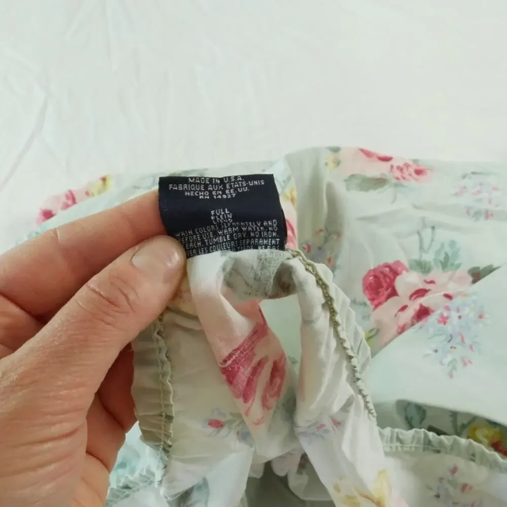Ralph Lauren Cottage Lane Full Fitted Sheet BAD ELASTIC Cabbage Rose Vintage - Picture 4 of 8